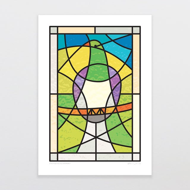 Glenn Jones Art Stained Glass Kereru Art Print Art Print A4 / Unframed