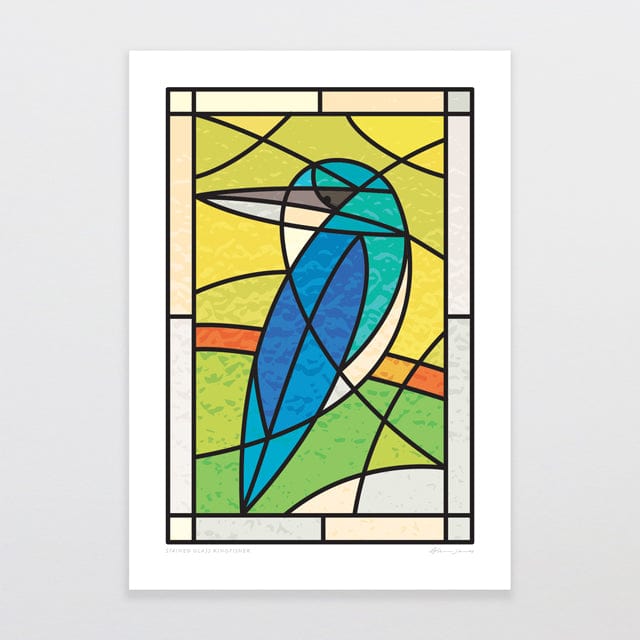 Glenn Jones Art Stained Glass Kingfisher Art Print Art Print A4 / Unframed