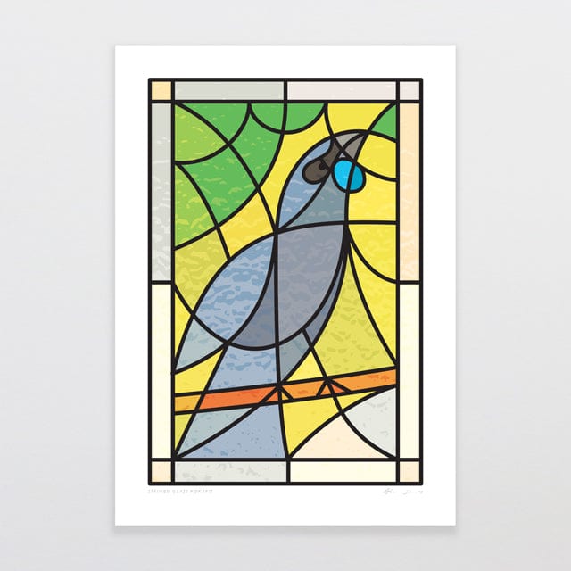 Glenn Jones Art Stained Glass Kokako Art Print Art Print A4 / Unframed