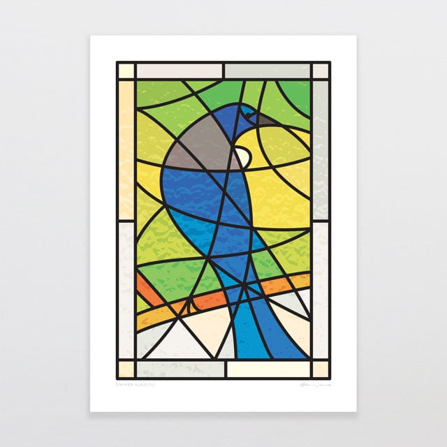 Glenn Jones Art Stained Glass Tui Art Print Art Print A4 / Unframed