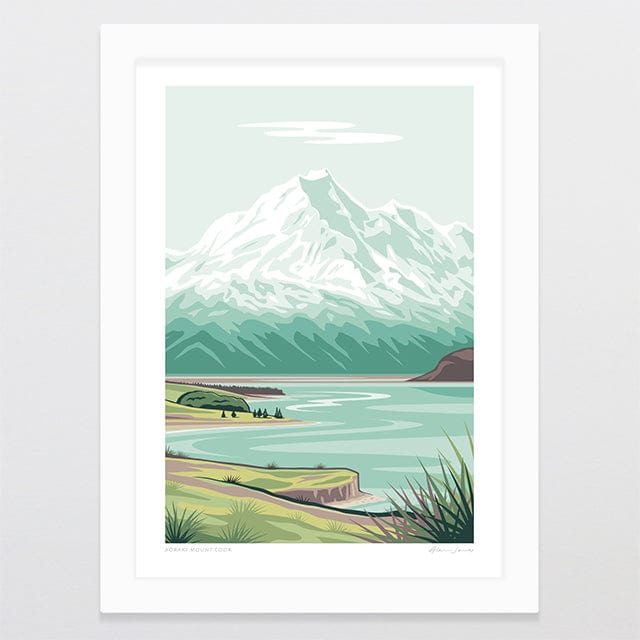 Glenn Jones Art Aoraki Mount Cook Alternative Colour 2025 Art Print Art Print A4 / White