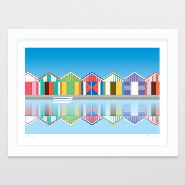 Glenn Jones Art Boatsheds Art Print Art Print A4 / White