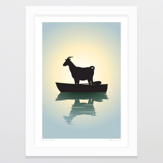 Glenn Jones Art Goat In A Boat Art Print A4 / White