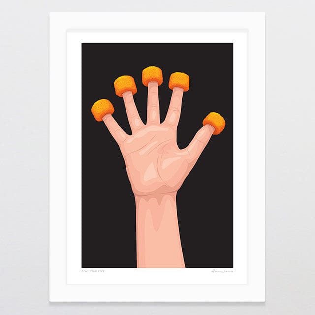 Glenn Jones Art Kiwi High Five Art Print A4 / White