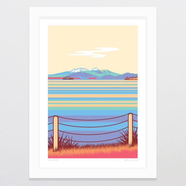 Glenn Jones Art Lake Taupo Alternative Colour 2024  Art Print Art Print A4 / White