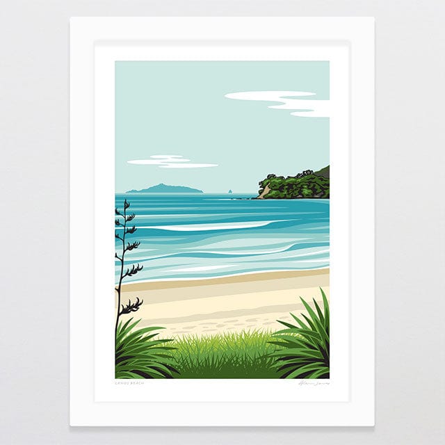 Glenn Jones Art Langs Beach Art Print Art Print A4 / White