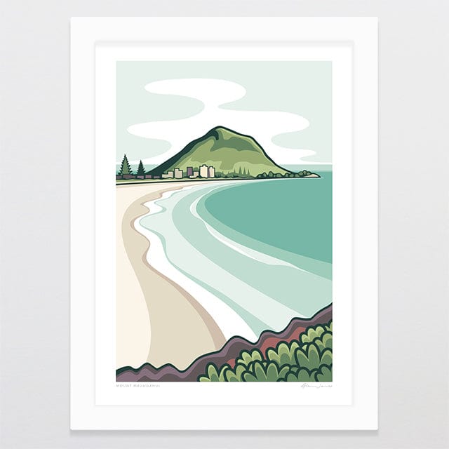 Glenn Jones Art Mount Maunganui Alternative Colour 2025 Art Print Art Print A4 / White