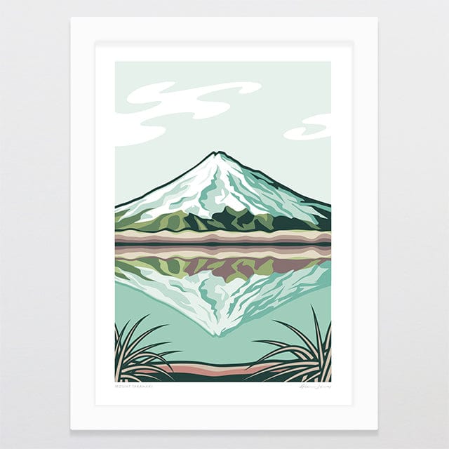 Glenn Jones Art Mount Taranaki Alternative Colour 2025 Art Print Art Print A4 / White