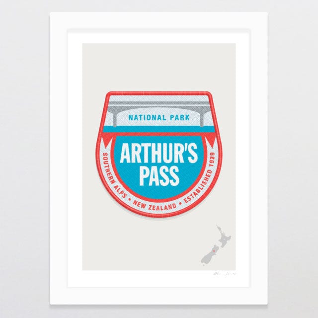 Glenn Jones Art National Park Patch - Arthur's Pass Art Print Art Print A4 / White