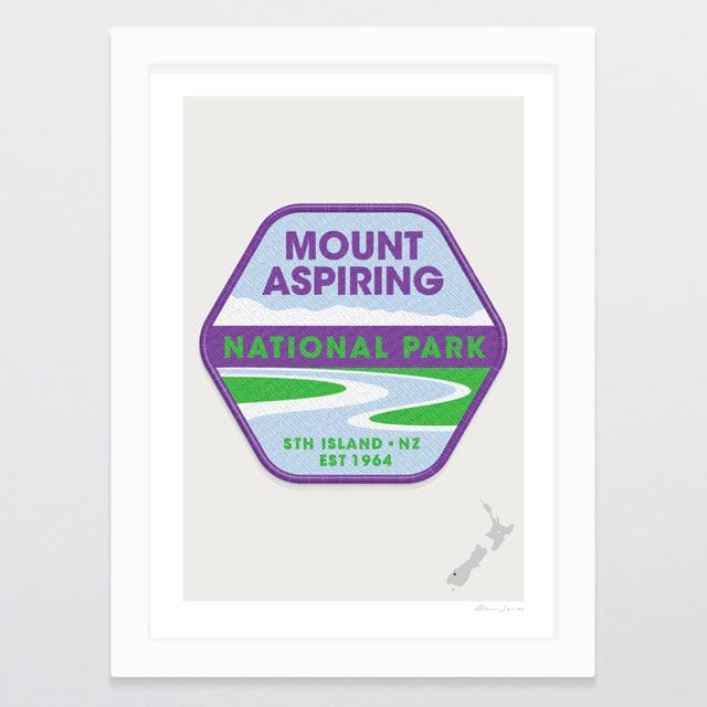 Glenn Jones Art National Park Patch - Mount Aspiring Art Print Art Print A4 / White