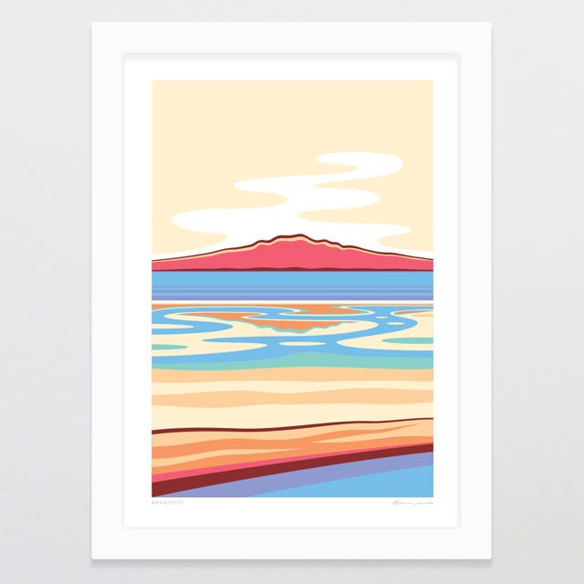 Glenn Jones Art Rangitoto Alternative Colour 2024 Art Print Art Print A4 / White