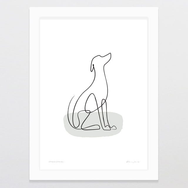 Glenn Jones Art Single Line K9 1 Art Print A4 / White