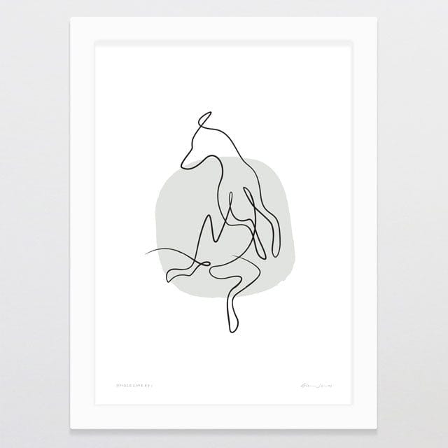 Glenn Jones Art Single Line K9 2 Art Print A4 / White