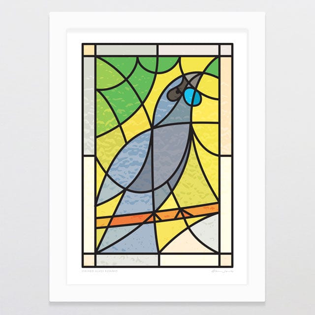 Glenn Jones Art Stained Glass Kokako Art Print Art Print A4 / White