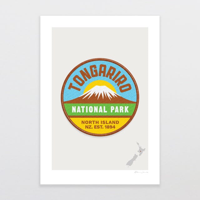 Glenn Jones Art National Park Patch - Tongariro Art Print Art Print