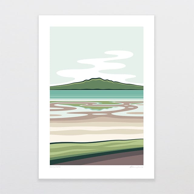 Glenn Jones Art Rangitoto Alternative Colour 2025 Art Print Art Print