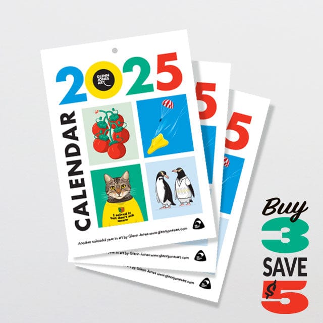 Glenn Jones Art 2025 Calendar | A colourful year in art by Glenn Jones Calendar Buy 3 save $5