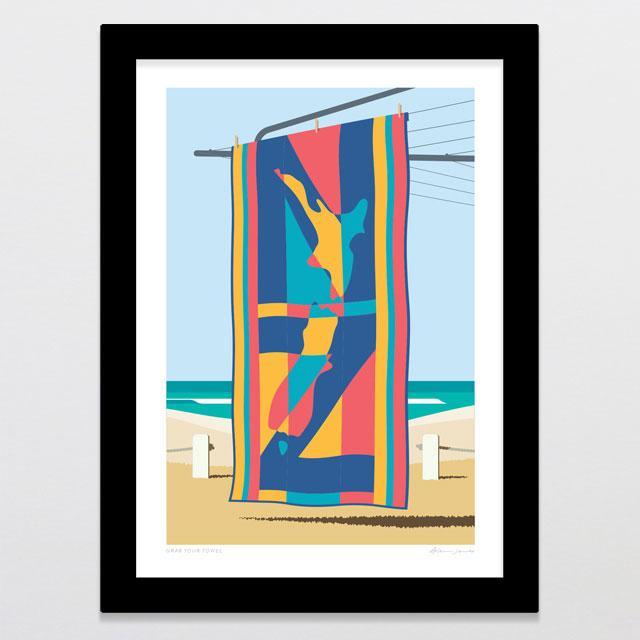 Grab Your Towel Art Print by NZ Artist Glenn Jones - Glenn Jones Art